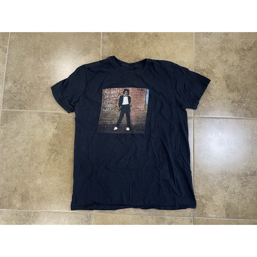 VINTAGE OFFICIAL MICHAEL JACKSON OFF THE WALL Mens Sz L Album Black T-shirt